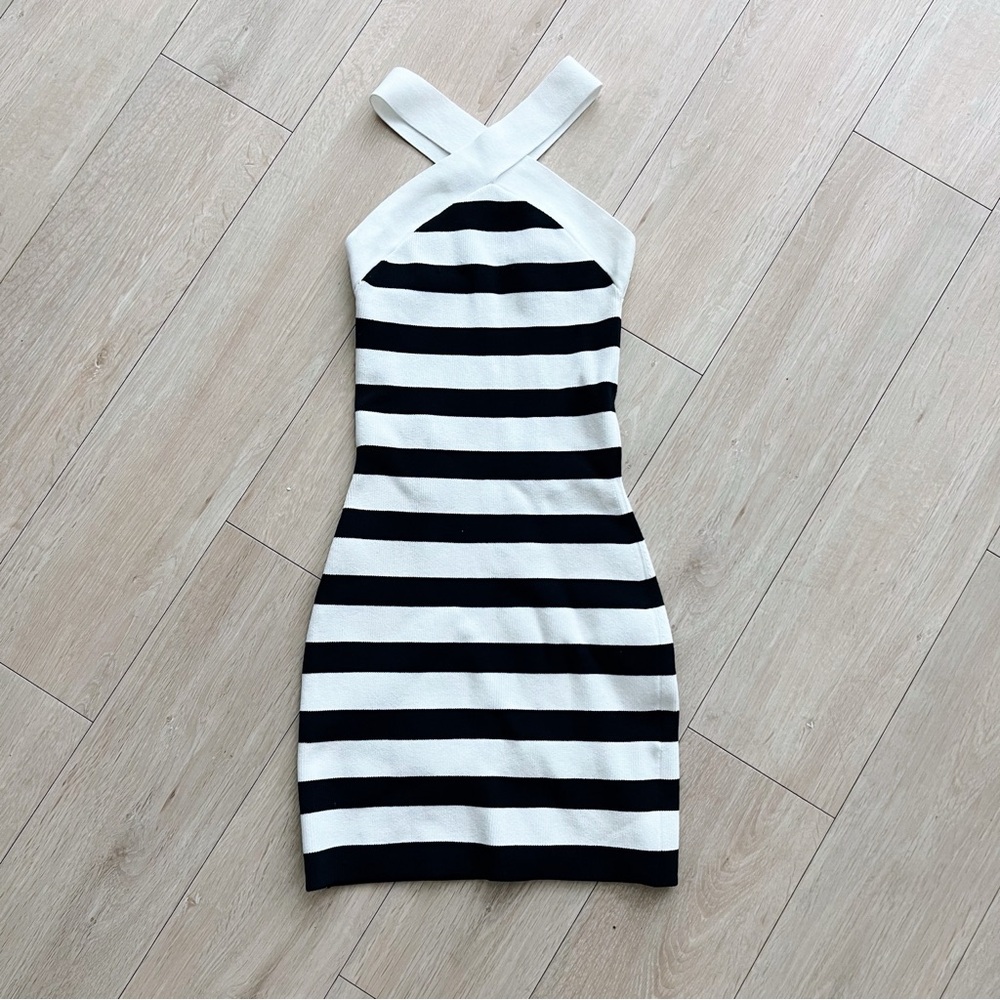 Babaton Sculpt Knit Criss Cross Mini Dress
